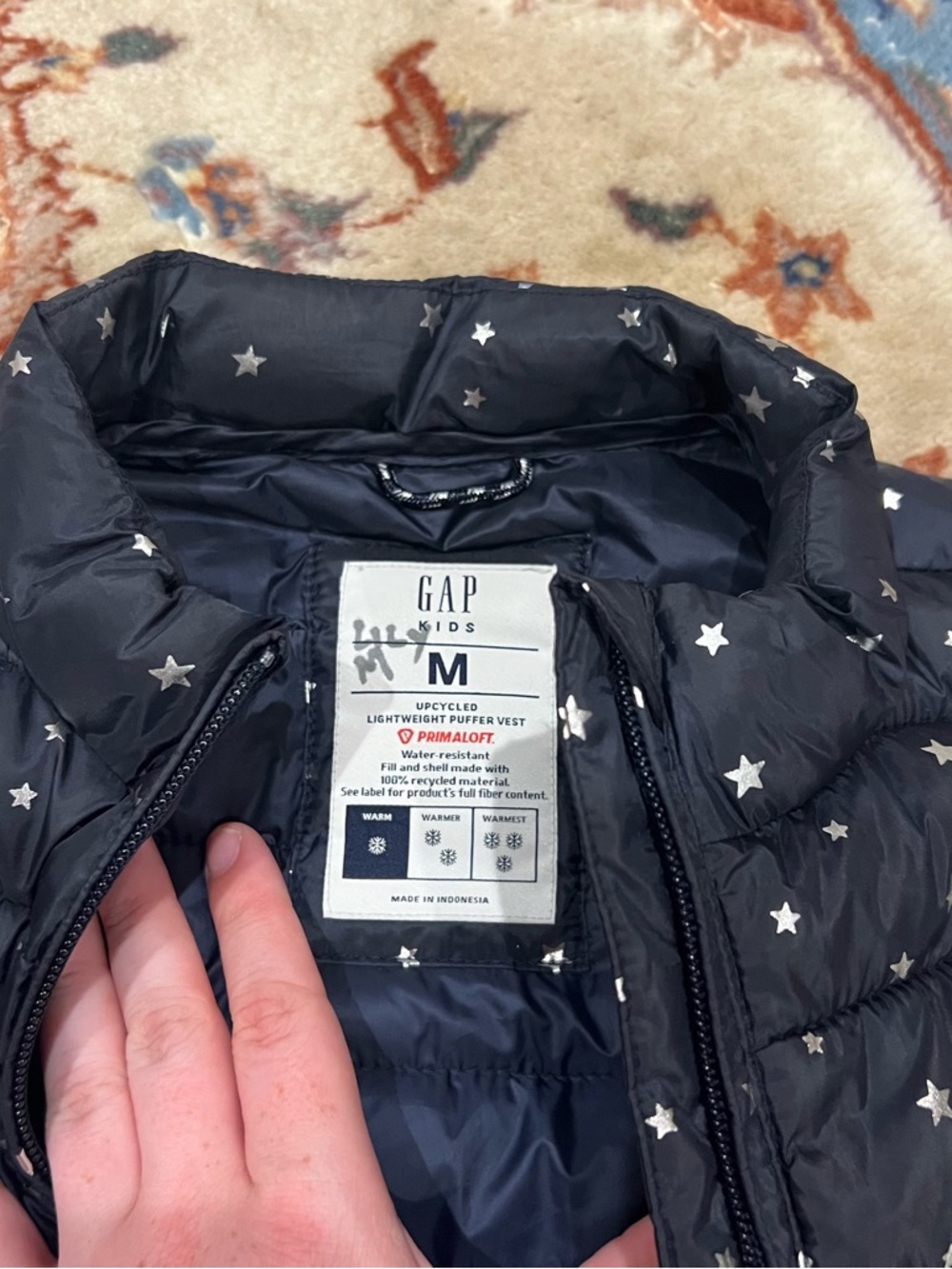 GAP Kids Navy Puffer Vest with Silver Stars